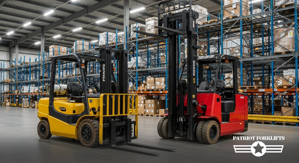 featured image of the blog titled "Forklifts in E-Commerce Warehousing: Meeting High-Demand Fulfillment Needs"